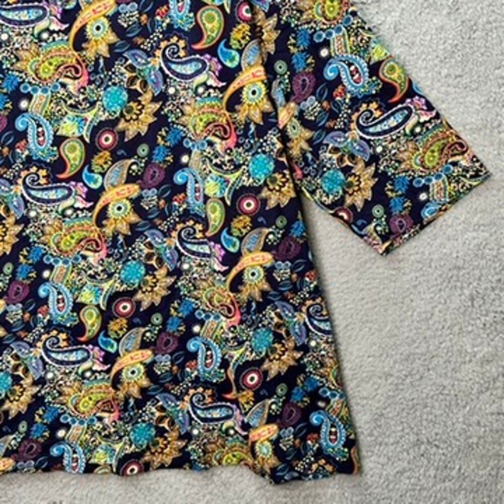 Ulla Popken Women's Size 28/30 Colorful Paisley‎ Top V-Neck 3/4 Sleeves Comfort - Picture 5 of 11